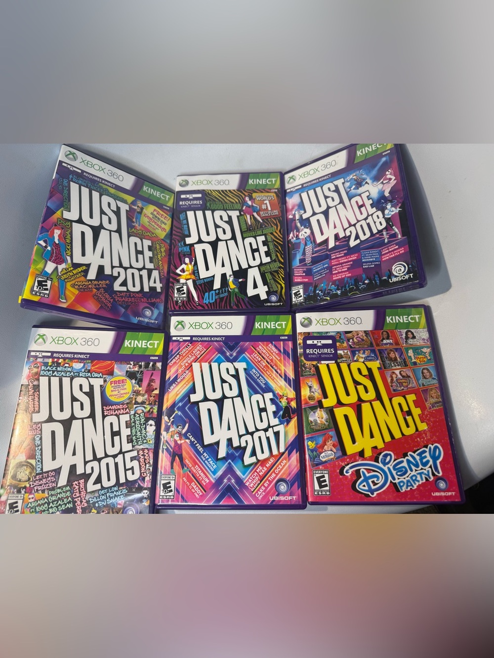 Lot of 6 Xbox 360 Kinect Games - Just Dance 4, 2014, 2015, 2017, 2018 & Disne